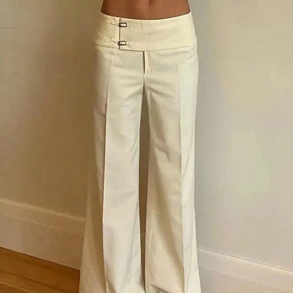 Beige Elegant Women's Flared Cargo Pants - Picture 8 of 8